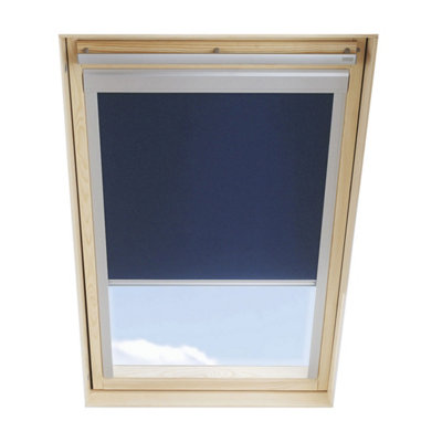 LuXtra (DHR) Dark Blue Blackout Roller Blind for VELUX Roof Window M04 ...