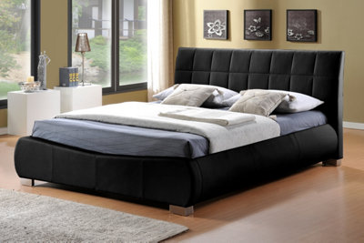 Luxurious 5FT Kingsize Dorado Black Faux Leather Bed