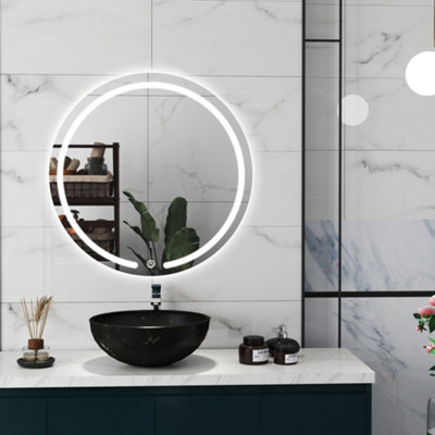 Luxurious 800mm Round LED Bathroom Wall Mirror with Demister