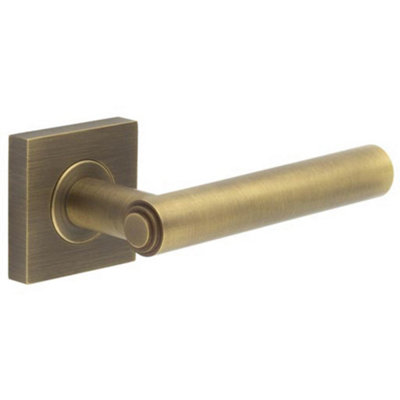 Luxurious Antique Brass Square Door Handle for Elegant Spaces - Solid Brass Interior Handle