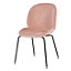 Luxurious Blush Pink Velvet Dining Chair with Black Metal Legs