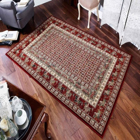 Luxurious Bordered Easy to Clean Traditional Persian Wool Patterned Rug for Living Room & Bedroom-200cm X 285cm