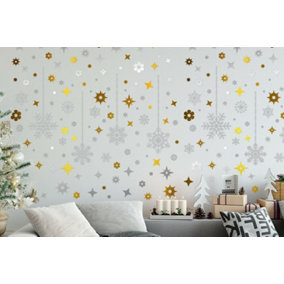 Luxurious Christmas Snowflakes, Stickers, Xmas Wall Art, DIY  Home Decorations