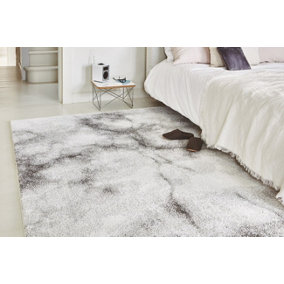 Luxurious Cream Grey Abstract Modern Rug For Dining Room-120cm X 170cm