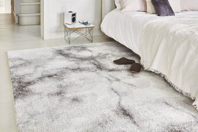 LUXURIOUS CREAM GREY ABSTRACT MODERN RUG FOR DINING ROOM-200CM X 290CM