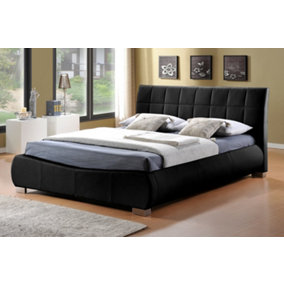 Luxurious Curved 4FT6 Double Dorado Faux Leather Bed