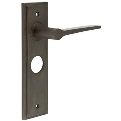 Luxurious Dark Bronze Bathroom Door Handle with Backplate - Solid Brass Interior Handles