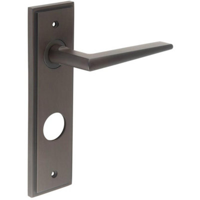 Luxurious Dark Bronze Bathroom Door Handle with Backplate Solid Brass - Interior Handle