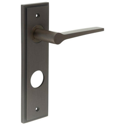 Luxurious Dark Bronze Bathroom Door Handle with Backplate - Solid Brass Interior Handle