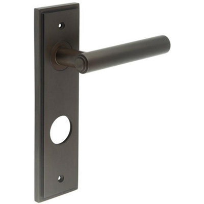 Luxurious Dark Bronze Door Handle with Backplate for Bathrooms - Solid Brass Interior Lever