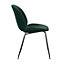 Luxurious Dark Green Velvet Dining Chair with Black Metal Legs
