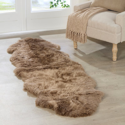Luxurious Double Light Brown Sheepskin Rug