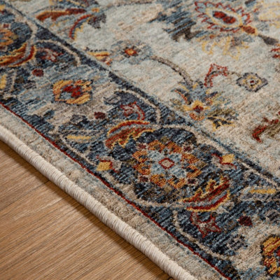 Luxurious Easy to Clean Bordered Floral Traditional Persian Rug for Living Room & Bedroom-120cm X 180cm