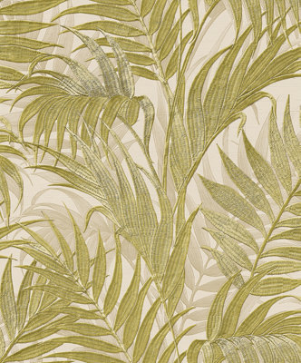 Luxurious Grace Palm Green/Beige Wallpaper