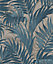 Luxurious Grace Palm Grey/Teal Wallpaper