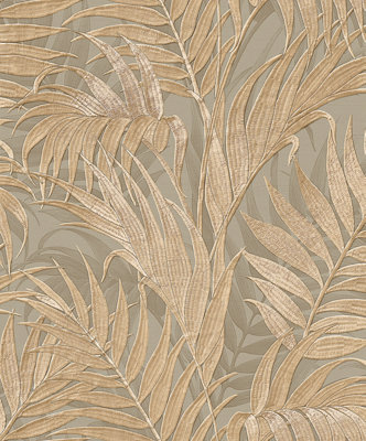 Luxurious Grace Palm Sage/Gold Wallpaper