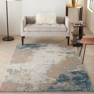 Luxurious Grey Blue Modern Abstract Rug For Living Room Bedroom ...