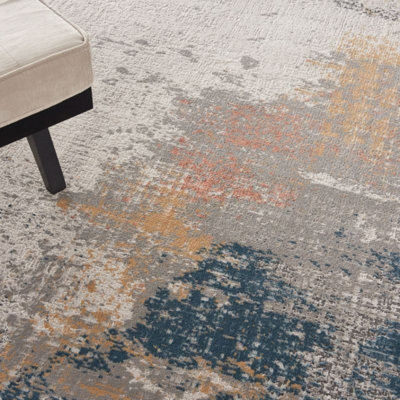 Luxurious Grey Blue Modern Abstract Rug For Living Room Bedroom ...