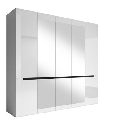 Luxurious Hektor 21 Hinged Wardrobe in White Gloss - Ample Storage, H2130mm W2250mm D600mm