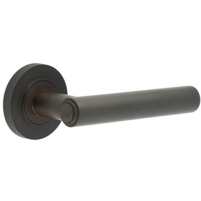 Luxurious Knurled Door Handle in Dark Bronze Finish - Solid Brass Interior Handle