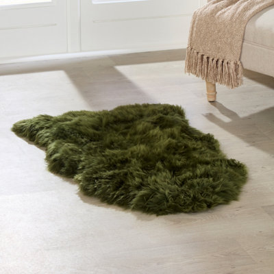 Luxurious Olive Green Sheepskin Rug XXL