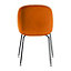 Luxurious Orange Velvet Dining Chair with Black Metal Legs
