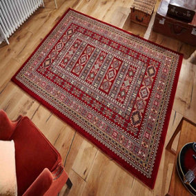 Luxurious Persian Floral Easy to Clean Brown Traditional Wool Rug for Living Room & Bedroom-160cm X 235cm