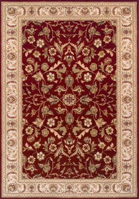 Luxurious Persian Floral Easy to Clean Red Traditional Wool Rug for Living Room & Bedroom-200cm X 285cm