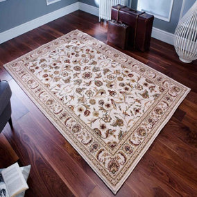 Luxurious Persian Floral Easy to Clean Traditional Wool Rug for Living Room & Bedroom-120cm X 180cm