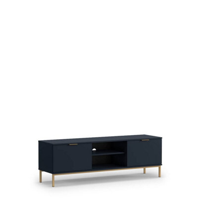 Luxurious Pula TV Cabinet 150cm - Sleek Navy with Gold Accents - W1500mm x H500mm x D410mm