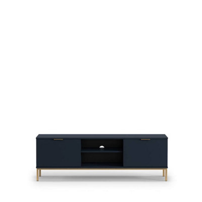 Luxurious Pula TV Cabinet 150cm - Sleek Navy with Gold Accents - W1500mm x H500mm x D410mm