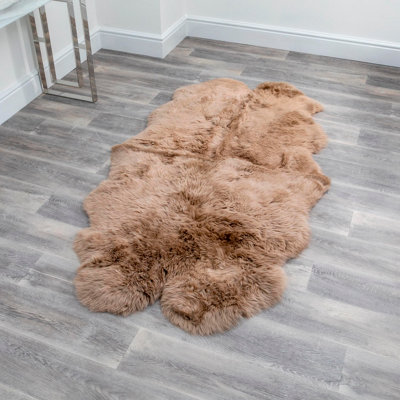 Luxurious Quad Light Brown Sheepskin Rug