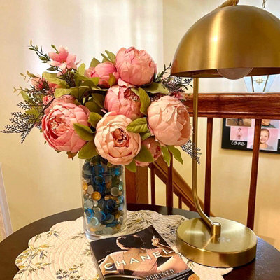 Luxurious Red Peony Artificial Flower Bouquet - 13 Heads Silk Fake Flowers for Wedding & Home Decor