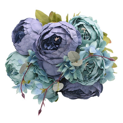 Luxurious Red Peony Artificial Flower Bouquet - 13 Heads Silk Fake Flowers for Wedding & Home Decor