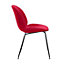 Luxurious Red Velvet Dining Chair with Black Metal Legs
