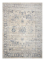 Luxurious Rug, Traditional Rug for Bedroom, & Living Room, Floral Rug for Dining Room, Ivory Blue Rug-239cm X 330cm