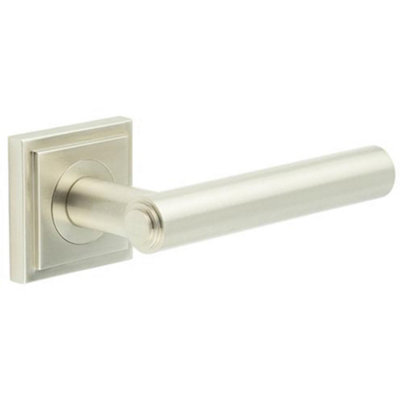 Luxurious Satin Nickel Square Door Handle for Stylish Interiors - Solid Brass Interior Handle