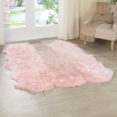 Luxurious Sextuple Blush Pink Sheepskin Rug