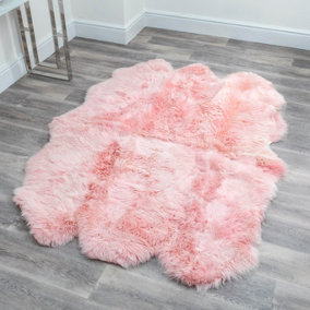 Luxurious Sextuple Blush Pink Sheepskin Rug