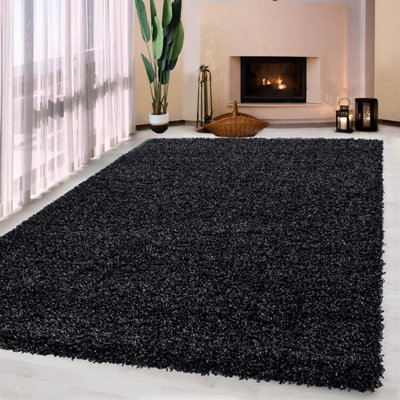 Luxurious Shaggy Rugs Soft Extra Thick Area Rugs Heavy 5cm Dense Pile for Living Room Bedroom Hallway (Anthracite, 60 x 110cm)