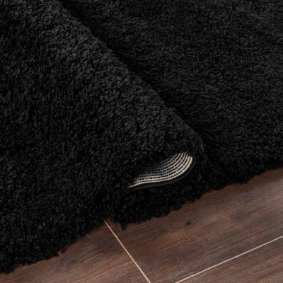 Luxurious Shaggy Rugs Soft Extra Thick Area Rugs Heavy 5cm Dense Pile for Living Room Bedroom Hallway (Black, 160 x 230cm)