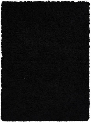 Luxurious Shaggy Rugs Soft Extra Thick Area Rugs Heavy 5cm Dense Pile for Living Room Bedroom Hallway (Black, 160 x 230cm)