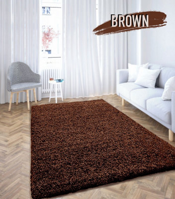 Luxurious Shaggy Rugs Soft Extra Thick Area Rugs Heavy 5cm Dense Pile for Living Room Bedroom Hallway (Brown, 120 x 170cm)