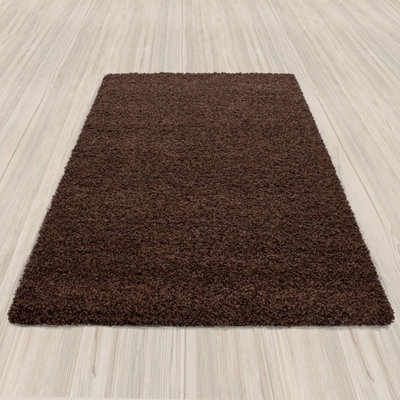 Luxurious Shaggy Rugs Soft Extra Thick Area Rugs Heavy 5cm Dense Pile for Living Room Bedroom Hallway (Brown, 160 x 230cm)