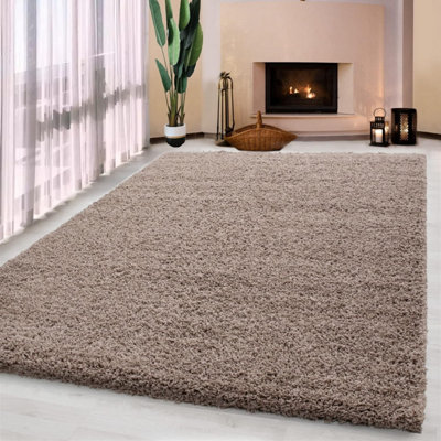 Luxurious Shaggy Rugs Soft Extra Thick Area Rugs Heavy 5cm Dense Pile for Living Room Bedroom Hallway (Dark Beige, 120 x 170cm)