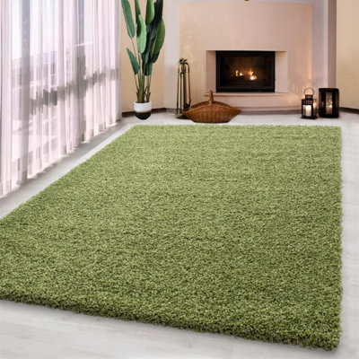 Luxurious Shaggy Rugs Soft Extra Thick Area Rugs Heavy 5cm Dense Pile for Living Room Bedroom Hallway (Green, 120 x 170cm)