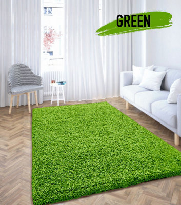 Luxurious Shaggy Rugs Soft Extra Thick Area Rugs Heavy 5cm Dense Pile for Living Room Bedroom Hallway (Green, 60 x 110cm)