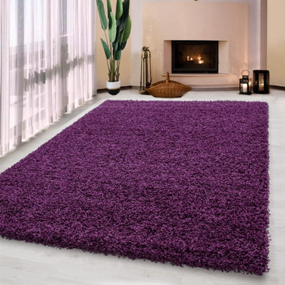 Luxurious Shaggy Rugs Soft Extra Thick Area Rugs Heavy 5cm Dense Pile for Living Room Bedroom Hallway (Purple, 120 x 170cm)