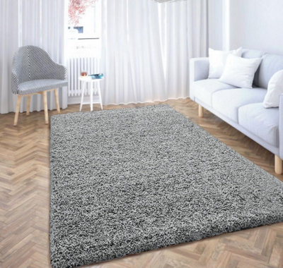 Luxurious Shaggy Rugs Soft Extra Thick Area Rugs Heavy 5cm Dense Pile for Living Room Bedroom Hallway (Silver, 160 x 230cm)