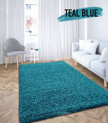 Luxurious Shaggy Rugs Soft Extra Thick Area Rugs Heavy 5cm Dense Pile for Living Room Bedroom Hallway (Teal Blue, 120 x 170cm)